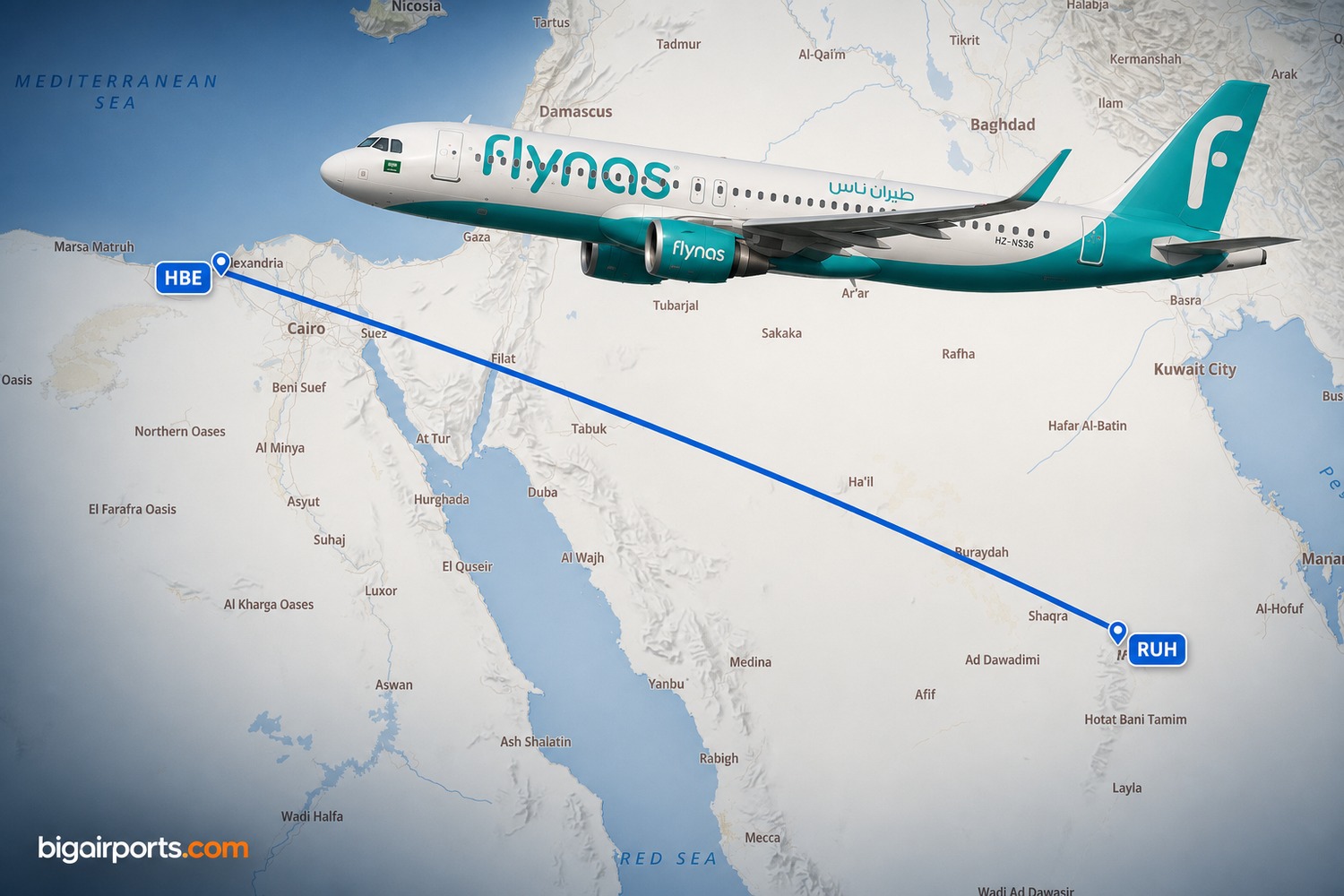 Flynas Links Riyadh and Alexandria with Three-Weekly A320 Service
